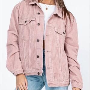 Princess Polly western cord jacket, blush pink, hidden pockets, size XS / Small
